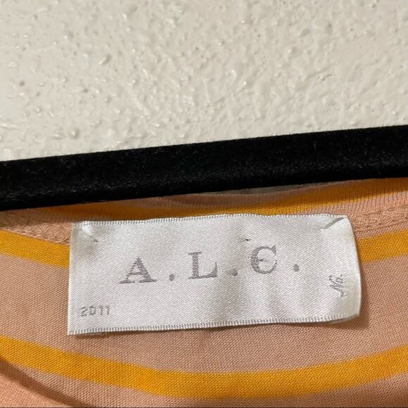 ALC Orange Striped Tee Shirt Dress Womens S Short Sleeve Casual Beachy Quiet Lux - Picture 4 of 11